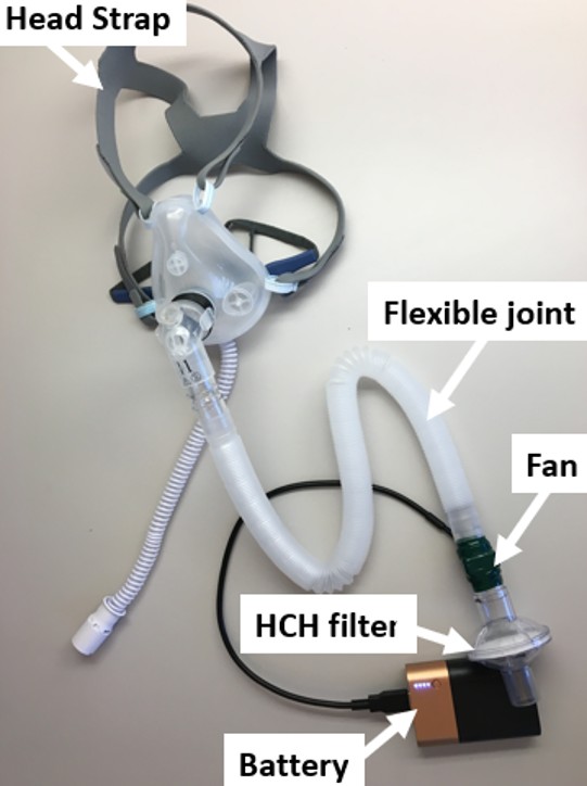 Active aerosol barrier mask prototype