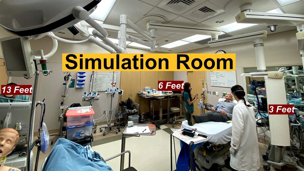 Experimental setup in simulated airborne infection isolation room