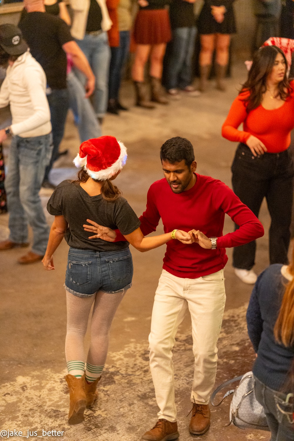 Country swing dancing at a Christmas event