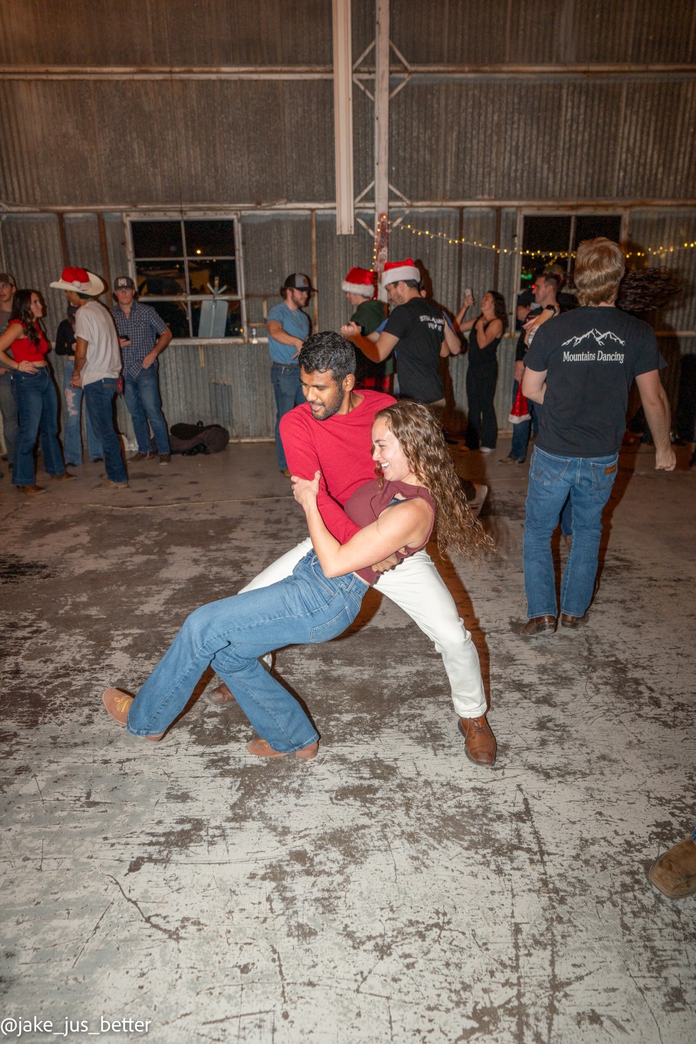 Country swing dancing at a Christmas event
